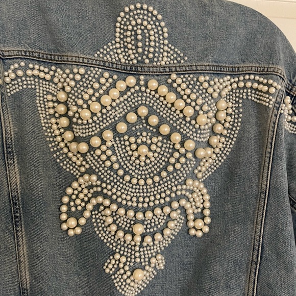 Sandro Eriko Denim Jacket with Pearls - Size Large (Sandro Size 3)$745 - Picture 4 of 16